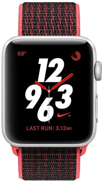 Apple Watch Series 3 Nike Gps Cellular 42mm Silver Aluminum Case With Bright Crimson Black Nike Sport Loop Mqle2 Price In Pakistan