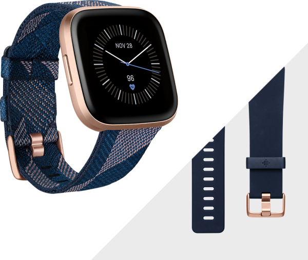fitbit versa 2 navy and pink woven
