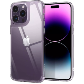 Spigen Apple iPhone 14 Pro Max Quartz Hybrid Glass Back Case with Drop Protection-ACS04830–Crystal Clear