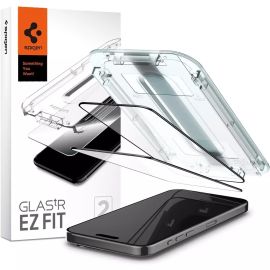 Spigen iPhone 15 Pro Max GLAStR EZ Fit Screen Protector Case Friendly Full Cover Black  2 PACK – AGL06873