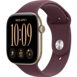 Apple Watch Series 12 GPS + Cellular 46mm Light Gold Aluminum Case with Burgundy Sport Band