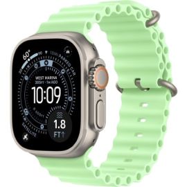 Apple Watch Ultra 3 GPS + Cellular, 49mm Natural Titanium Case with Neon Green Ocean Band (MF1V4)