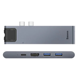 Baseus Thunderbolt C+Pro 7In1 smart HUB docking station Grey – CAHUB-L0G