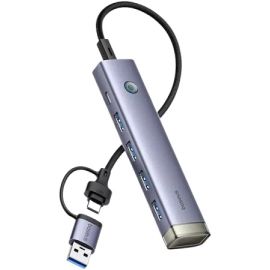 Baseus UltraJoy 4 in 1 Hub Air USB A & USB C to 4xUSB3.0+USB C Gray