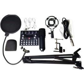 Bm-800 V10 Podcast Condenser Microphone Set With Live Sound Card
