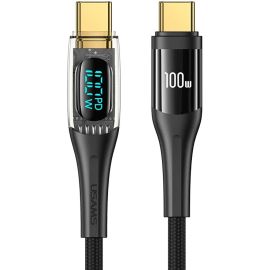 USAMS US-SJ591 Type-C To Type-C PD 100W 2 Meter Transparent Digital Display Cable