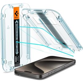 Spigen Apple iPhone 15 Pro Max EZ Fit Screen Protector Case Friendly Sensor Protection 2 PACK (AGL06872)