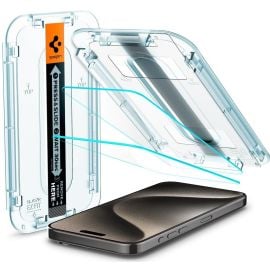 Spigen iPhone 15 Pro EZ Fit Screen Protector Case Friendly Sensor Protection 2 PACK – AGL06892