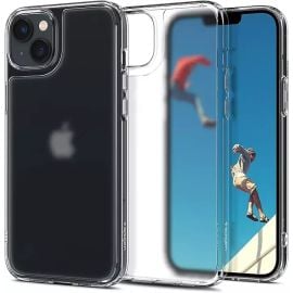 Spigen iPhone 14 Plus Quartz Hybrid Glass Back Case with Drop Protection Crystal Clear – ACS04974