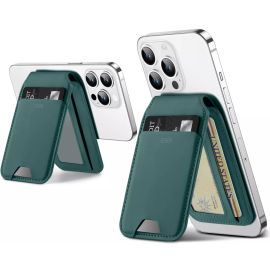 ESR Magsafe Wallet & Stand made from Vegan Leather – Green Suede
