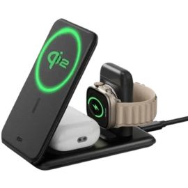 ESR Qi2 3 in 1 Travel Wireless Charging Set HaloLock Black