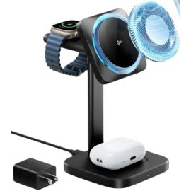 ESR Qi2 3 in 1 Watch Wireless Charging Set US Plug With CryoBoost Black