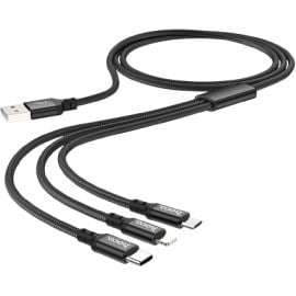 Hoco X14 Times Speed 3-in-1 Charging Cable 1m Aluminum Alloy Connectors and Nylon Braided 