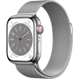 Apple Watch Series 8 41mm Silver Stainless Steel Case with Silver Milanese Loop MNJ73