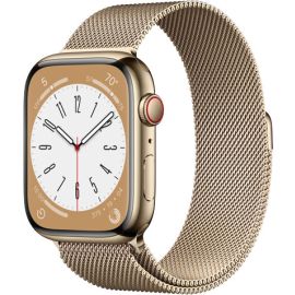 Apple Watch Series 8 45mm Gold Stainless Steel Case with Gold Milanese Loop MNKP3