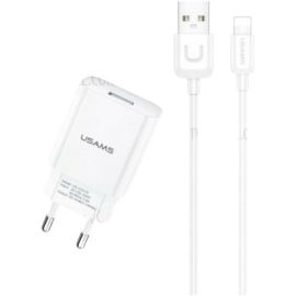 Usams T21 Charger kit- T18 Single USB EU Charger & U-Turn Lightning cable