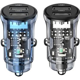 Usams US-CC162 C31 15W Transparent Dual USB A+A Mini Car Charger