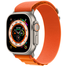 Apple Watch Ultra 49mm Titanium Case with Orange Alpine Loop