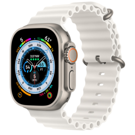 Apple Watch Ultra Titanium 49mm Case with White Ocean Band