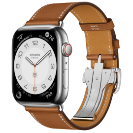 Apple Watch Hermes Series 8 45mm Silver Stainless Steel Case with Single Tour Deployment Buckle (2022)