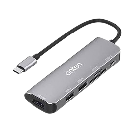 Onten UC930 6 In 1 Type-C To HDMI+USB 3.0+SD/TF+RJ45+PD Charging Converter Docking Station