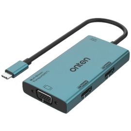 Onten 4-in-1 Type-C to Dual HD+VGA+3.5mm Video Converter 4K/60Hz OTN-M206
