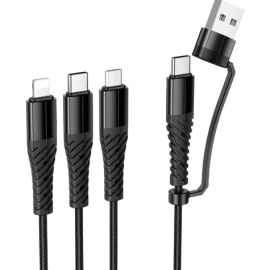 Hoco X123 Victory Type-C 3 in 1 Charging Cable-1m