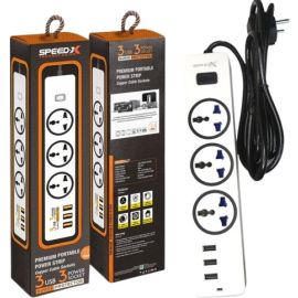 Speed-X 303pu Premium Portable Power Strip 3socket+3usb Port CABEL LENGTH 2M