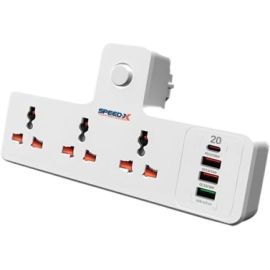 Speed-X New 304PUC Premium Portable Power Strip 3socket+3usb+1TYPE-C Port