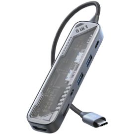 Micropack MDC-N6T 6 In 1 USB C Hub Transparent Multiport Adapter
