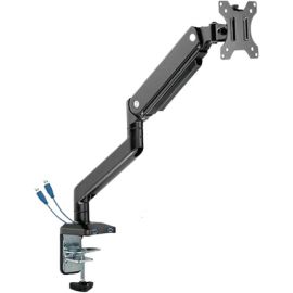 MXG BMA-12U Single Monitor Premium Aluminum Spring Assisted With 3.0 USB Cable Monitor Arm Matte Black