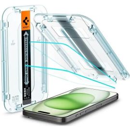 Spigen iPhone 16 / 15 GLAS.tR EZ Fit Sensor Protected Clear – 2 Pack
