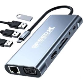 Speed-X 11 In 1 Multiport Type C To 4k HDMI USB 3.0 Adapter HUB