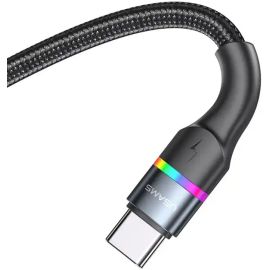 USAMS SJ537 100W PD  Type c With Colorful Light 1.2m Fast Charging Data Cable