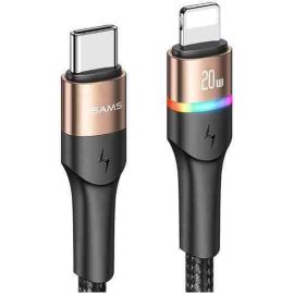 USAMS US-SJ538 USB-C to Lightning Aluminum Alloy Colorful Lights Fast Charging Data Cable 1.2m