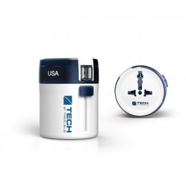 Travel Blue Twist & Slide World Travel Adaptor + 2 X USB