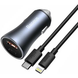 Baseus Metal 40W TypeC+USB With TypeC to iP Cable Car Charger