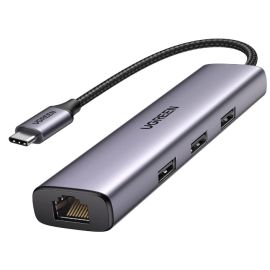 UGreen 60600 USB C To 3 Port USB 3.0 Hub with Gigabit Ethernet