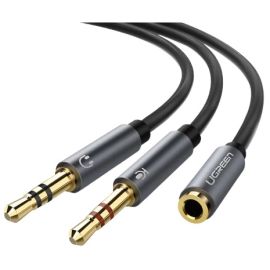 UGreen 20899 3.5mm Female to 2 Male Audio Cable Aluminum Case