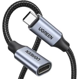 UGreen 30205 USB-C to USB-C Female Gen 2 1M Alu Case Braided Extension Cable Dark Gray