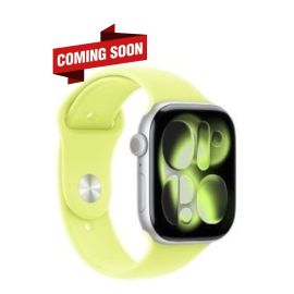 Apple Watch Series 11 46mm Silver Aluminium Case With Neon Yellow Sports Band