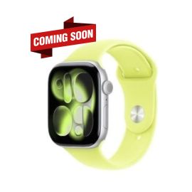 Apple Watch Series 11 42mm Silver Aluminium Case With Neon Yellow Sports Band