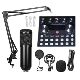 Bm-800 V10 Podcast Condenser Microphone Set With Live Sound Card