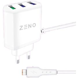 Zeno Triple USB Fast Charger With Micro USB Premium Build Ultimate Speed Cable (ZE-C03)