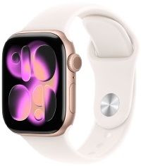 Apple Watch Series 11 42mm Rose Gold Aluminium Case With Starlight Sports Band
