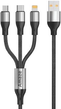 Amaze A30 3 In 1 USB to Micro TypeC iPhone 3.5A 1.2m Cable