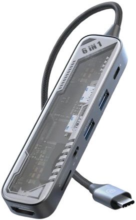 Micropack MDC-N6T 6 In 1 USB C Hub Transparent Multiport Adapter