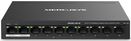 Mercusys MS110P 10-Port 10/100Mbps Desktop Switch with 8-Port PoE+