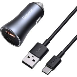 Baseus Metal 40W TypeC+USB With TypeC Cable Car Charger