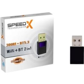 Speedx Alfa W107 (2-in-1) Wifi + Bluetooth 5.3 Usb Adapter 300mbps Plug & Play